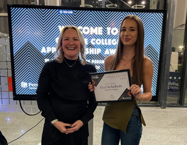 Eva Nicholson wins Most Improved at Carlisle College Apprenticeship Awards